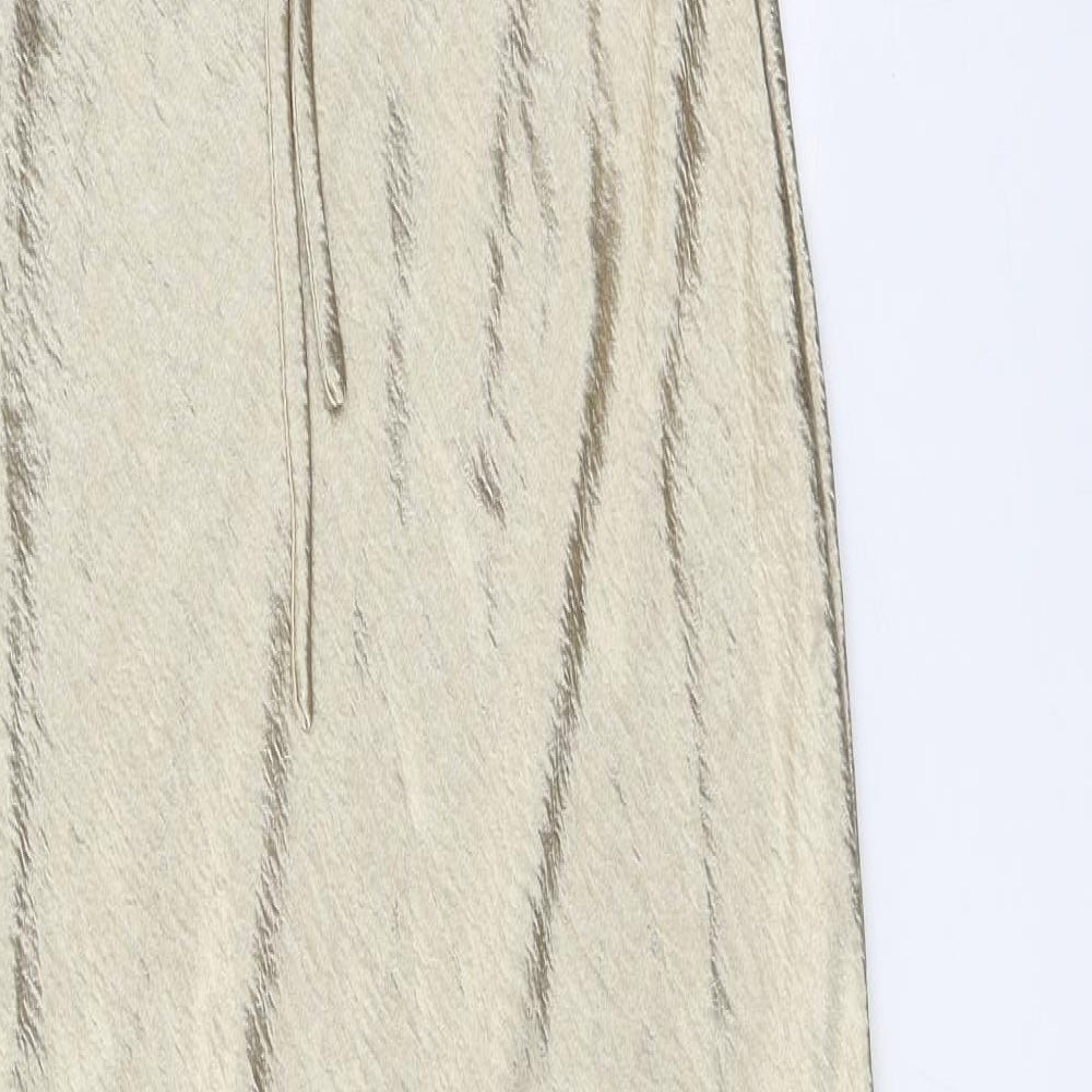 Preworn Womens Gold Polyester Maxi One Size Cowl Neck Tie