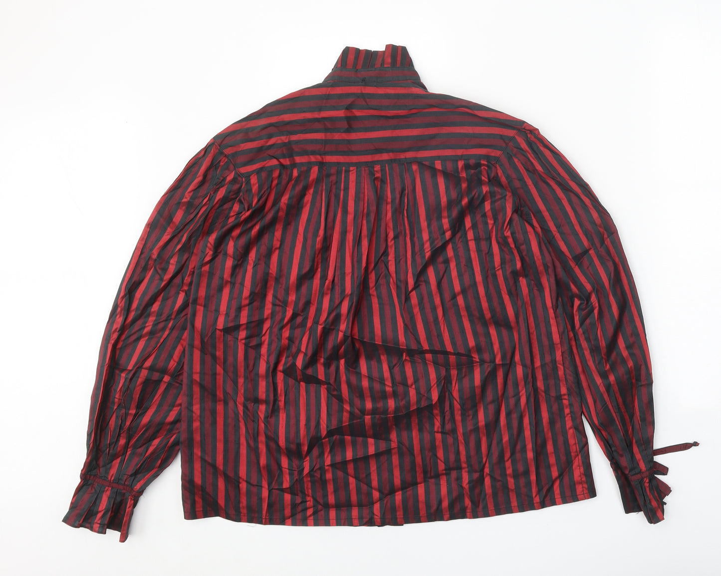 Louis Feraud Womens Red Striped Polyester Basic Button-Up Size 10 High Neck