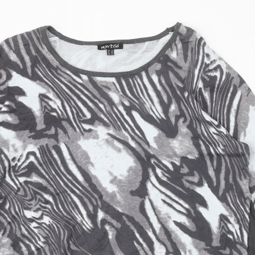 Marble Womens Grey Scoop Neck Geometric Viscose Pullover Jumper Size 14 - 2 Piece