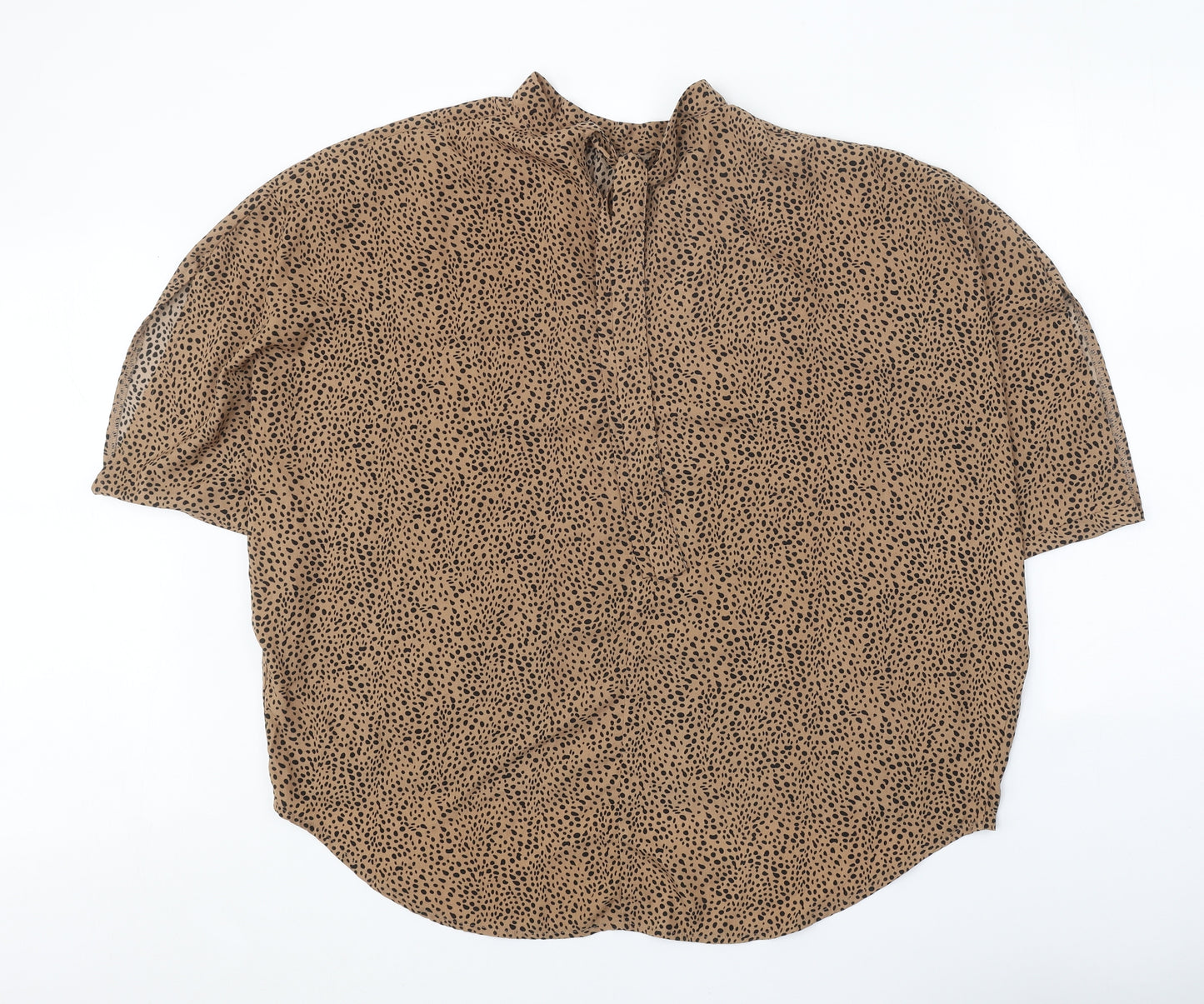 SheIn Womens Brown Animal Print Polyester Basic Blouse Size XL Round Neck - Cheetah Print
