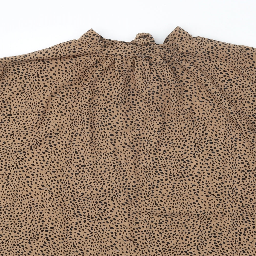 SheIn Womens Brown Animal Print Polyester Basic Blouse Size XL Round Neck - Cheetah Print