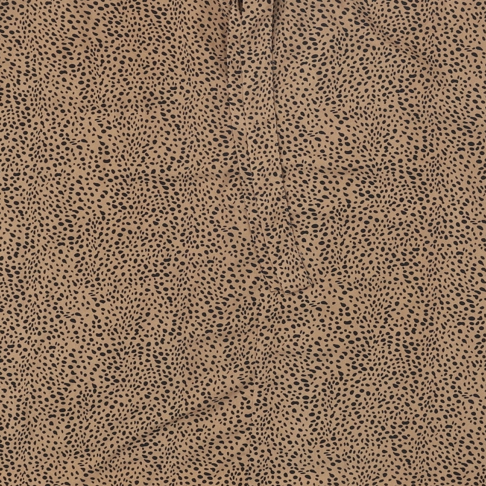 SheIn Womens Brown Animal Print Polyester Basic Blouse Size XL Round Neck - Cheetah Print