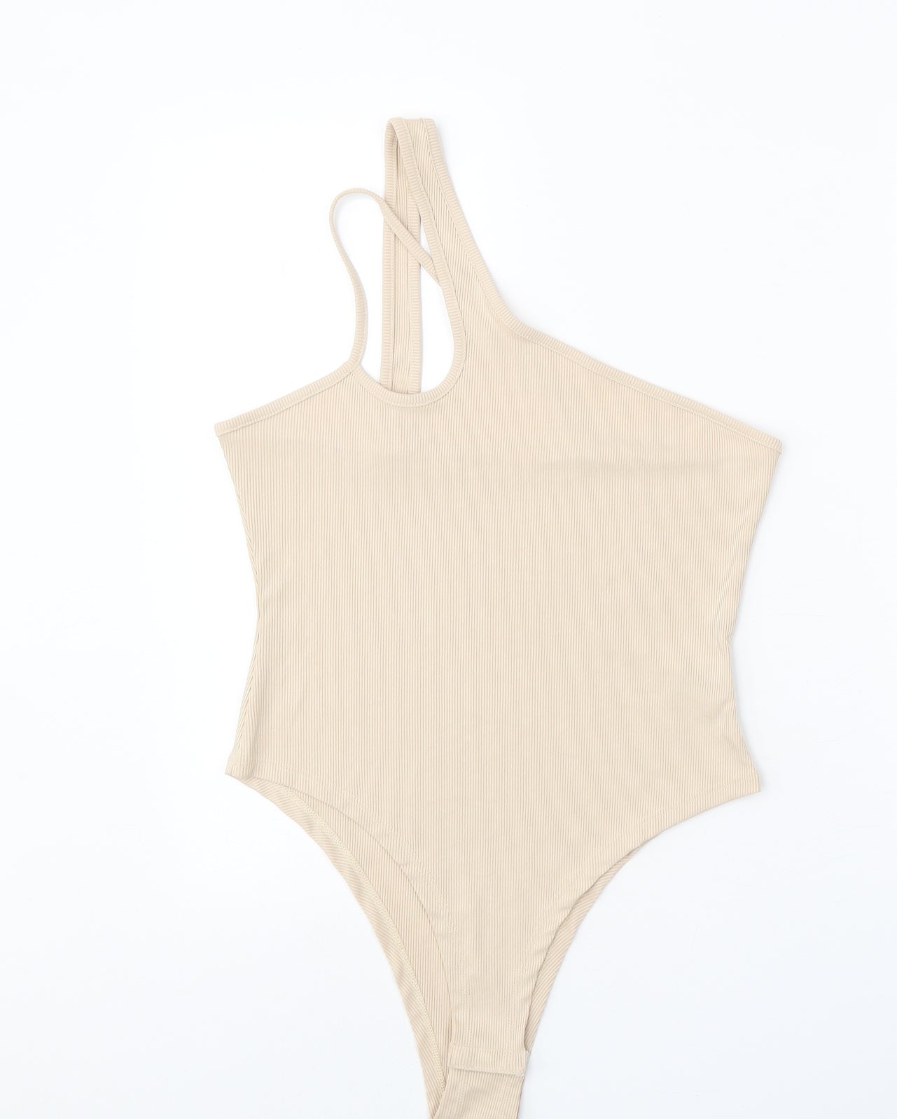 SheIn Womens Beige Polyester Bodysuit One-Piece Size L Snap