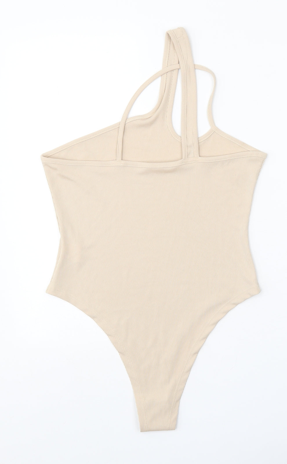 SheIn Womens Beige Polyester Bodysuit One-Piece Size L Snap