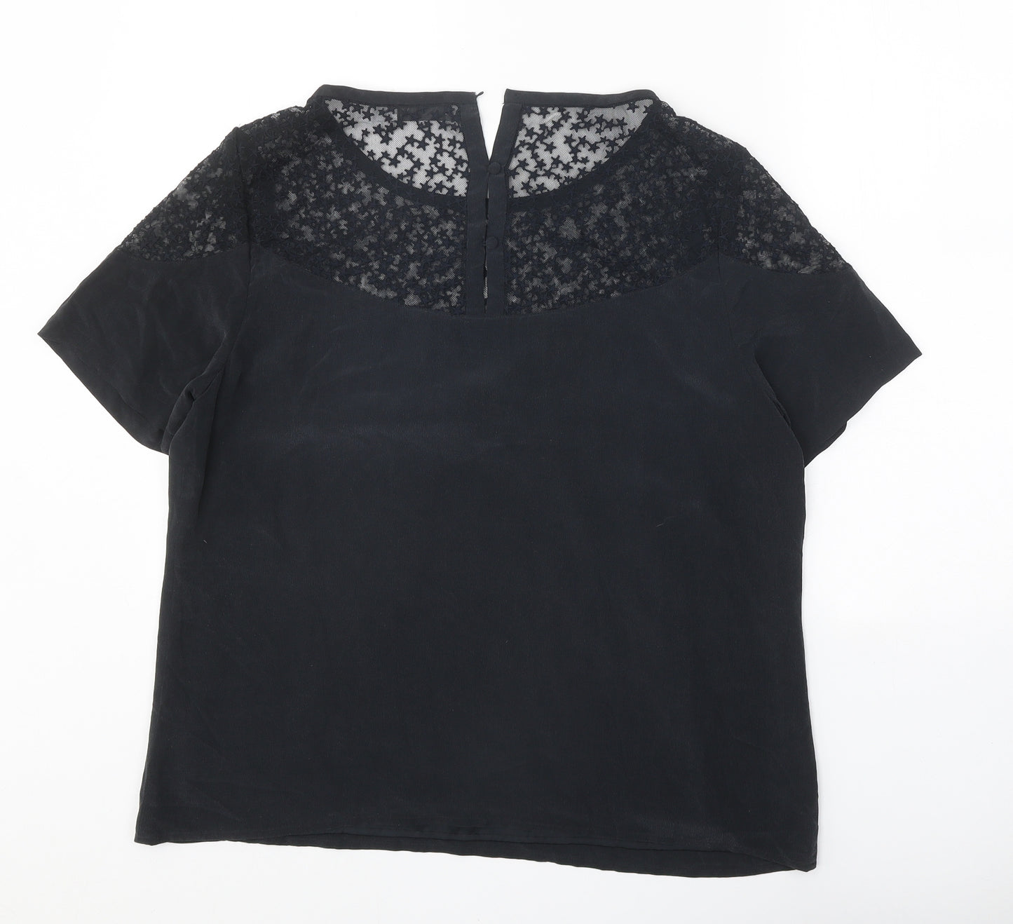 Mint Velvet Womens Black Polyester Basic Blouse Size 16 Round Neck