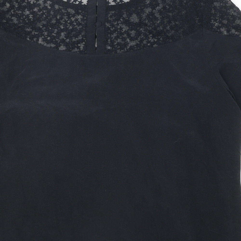 Mint Velvet Womens Black Polyester Basic Blouse Size 16 Round Neck