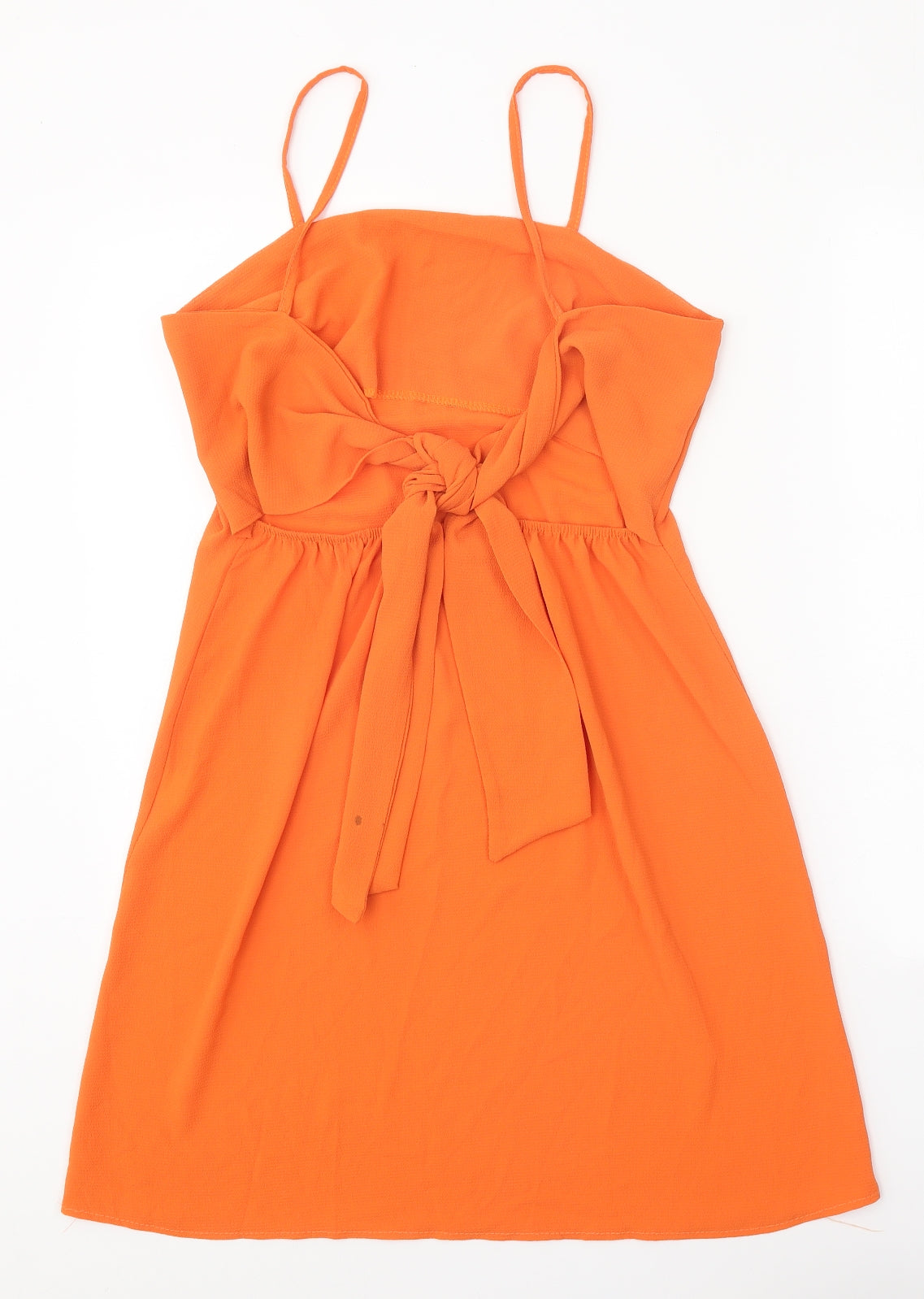 Boohoo Womens Orange Polyester Tank Dress Size 8 Square Neck Tie
