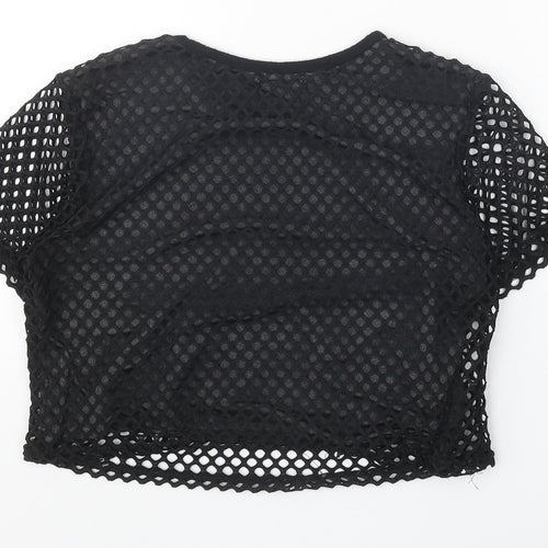 Boohoo Womens Black Polyester Basic Blouse Size 12 Round Neck