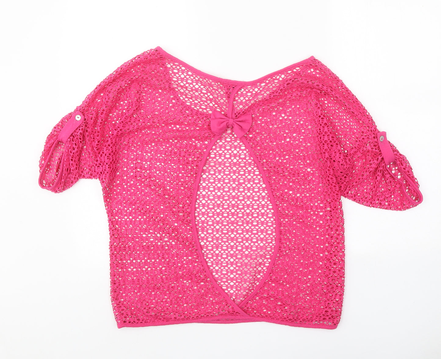 FangQing Womens Pink Polyester Basic Blouse Size L Scoop Neck