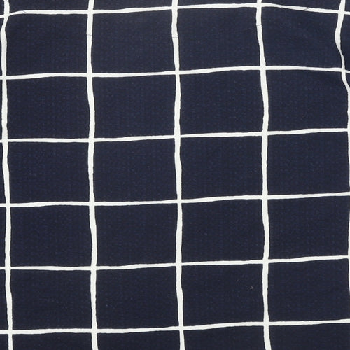 Marks and Spencer Womens Blue Boat Neck Check Polyester Pullover Jumper Size 12