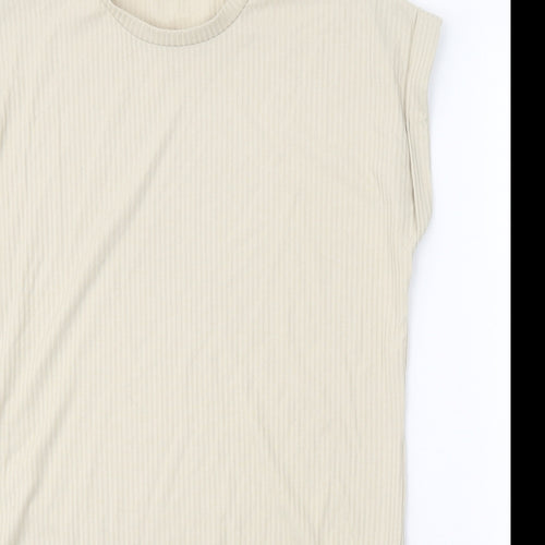 Papaya Womens Beige Polyester T-Shirt Dress Size M Round Neck Drawstring