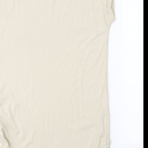 Papaya Womens Beige Polyester T-Shirt Dress Size M Round Neck Drawstring