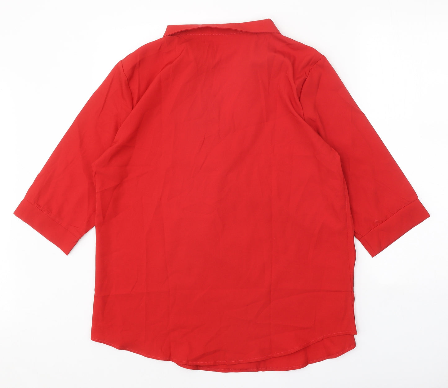 Preworn Womens Red Polyester Basic Blouse Size XL V-Neck
