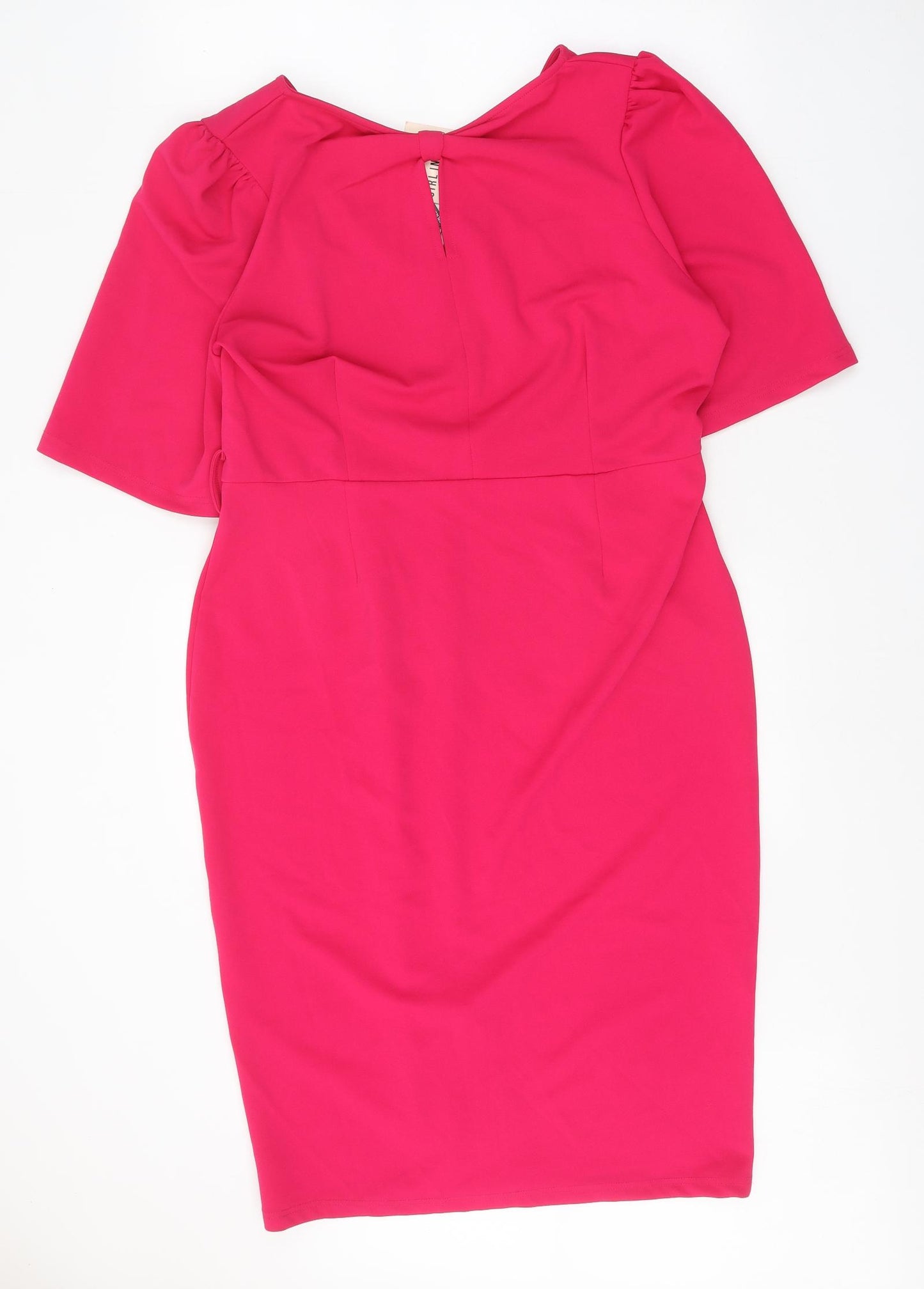 Girl in Mind Womens Pink Polyester A-Line Size 18 Round Neck Zip