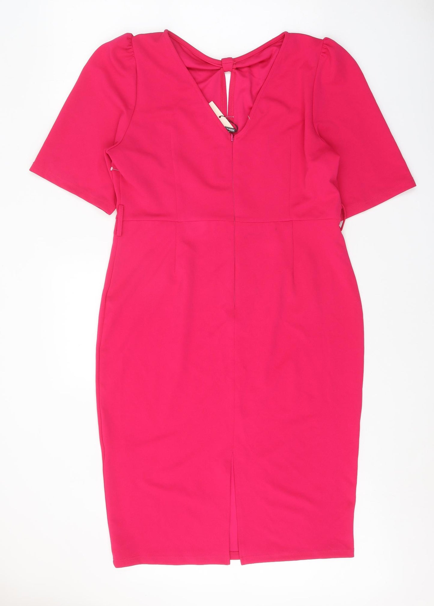 Girl in Mind Womens Pink Polyester A-Line Size 18 Round Neck Zip