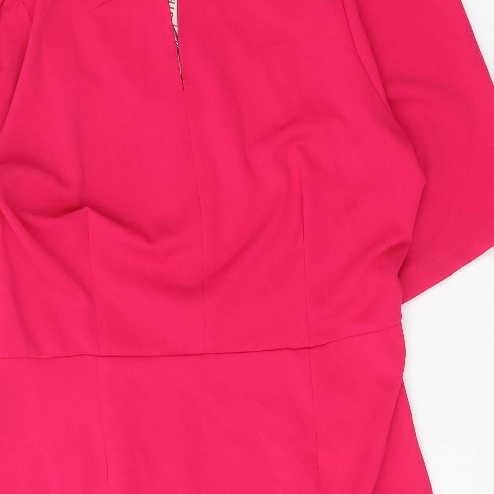 Girl in Mind Womens Pink Polyester A-Line Size 18 Round Neck Zip