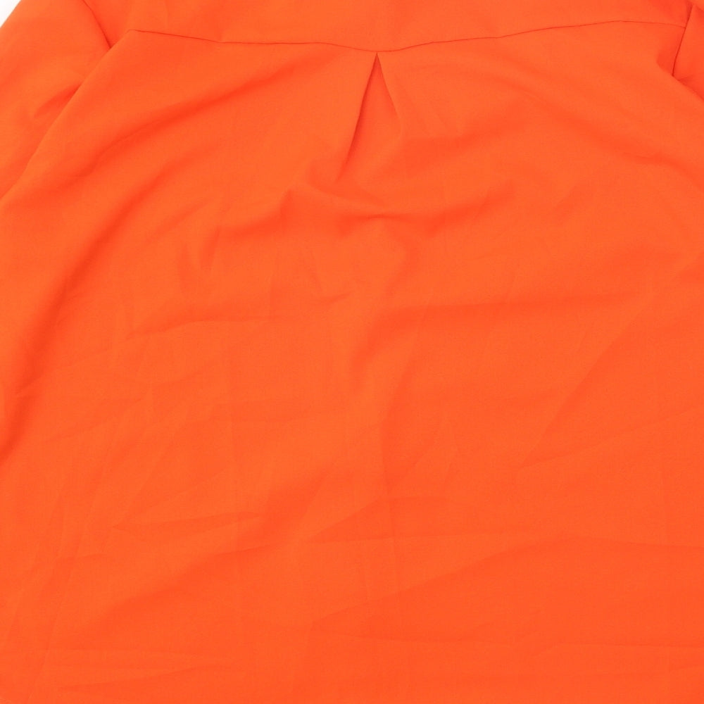 Preworn Womens Orange Polyester Basic Button-Up Size XL Collared