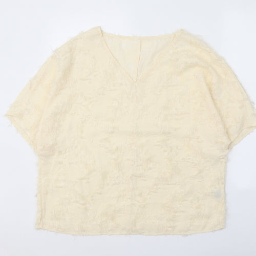 SheIn Womens White Polyester Basic Blouse Size XL V-Neck