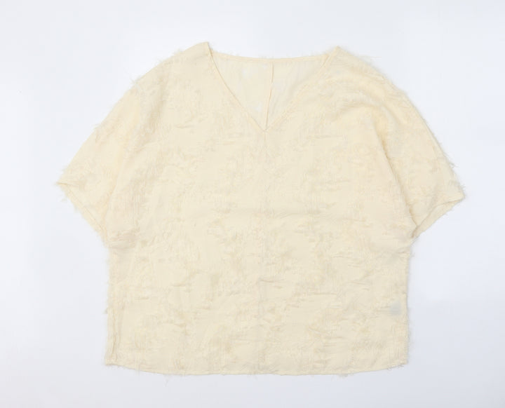 SheIn Womens White Polyester Basic Blouse Size XL V-Neck