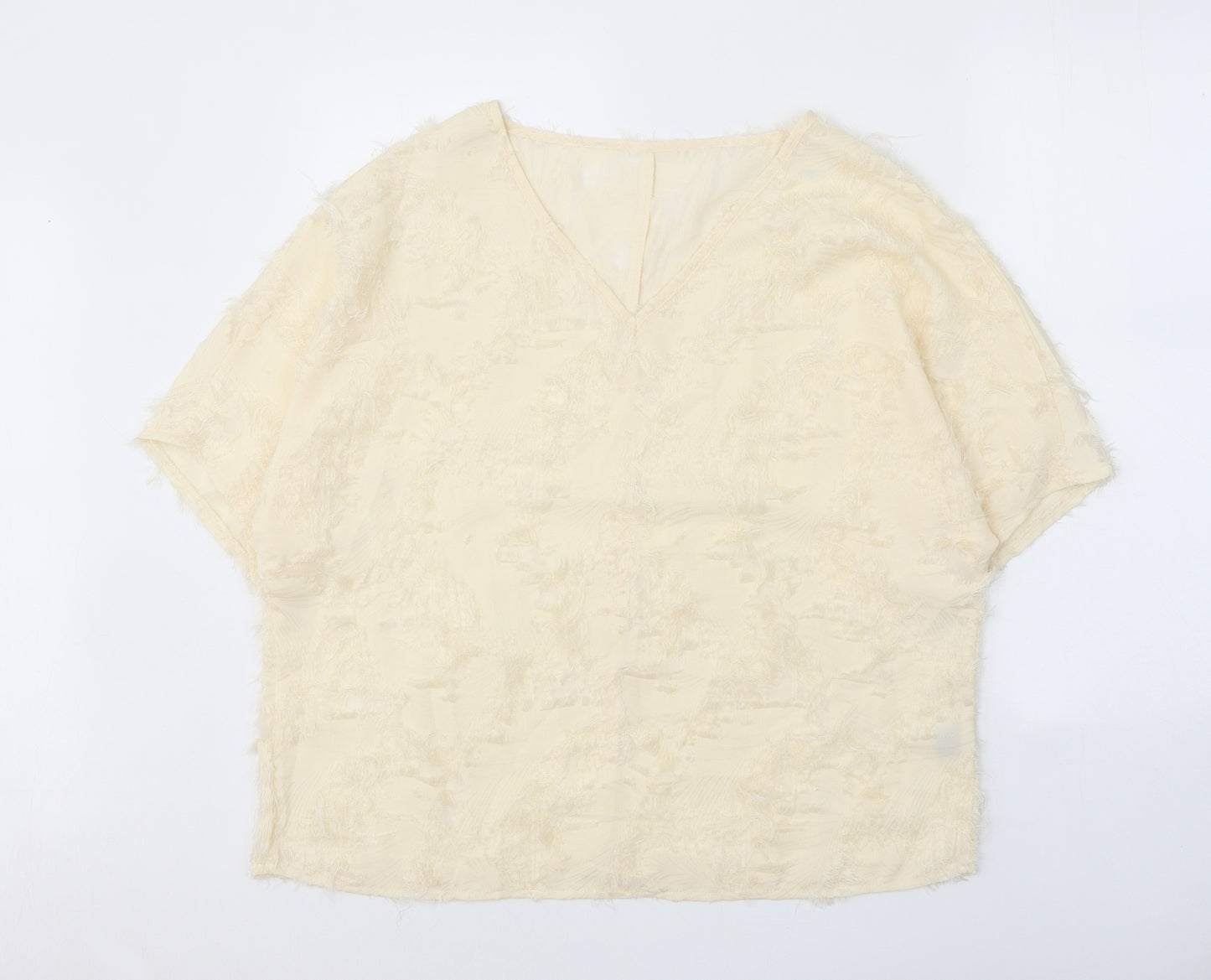 SheIn Womens White Polyester Basic Blouse Size XL V-Neck