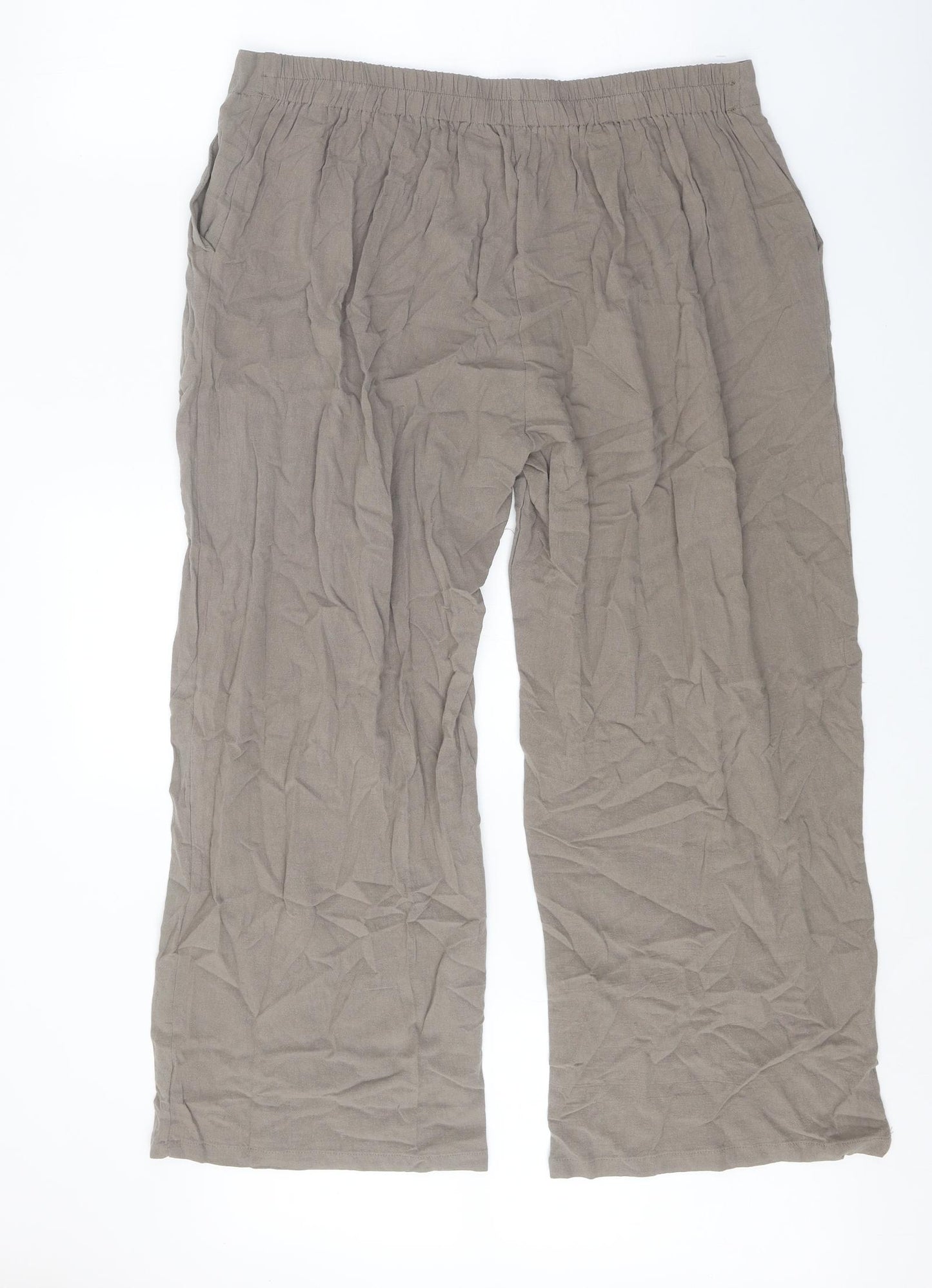 Preworn Womens Grey Cotton Trousers Size 3XL Regular