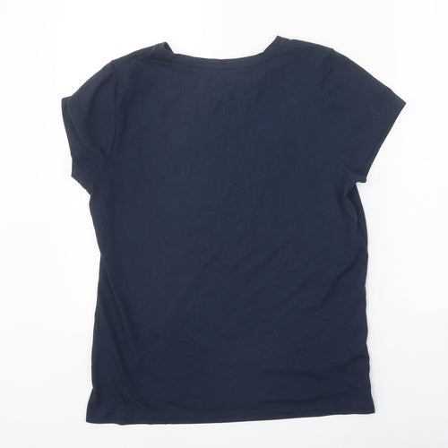 Avenue Womens Blue Polyester Basic T-Shirt Size M Round Neck - All I want for Xmas...