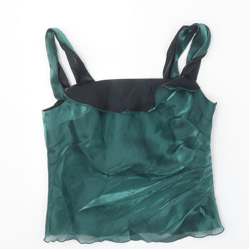 ALEX&CO Womens Green Polyester Basic Tank Size 10 Square Neck