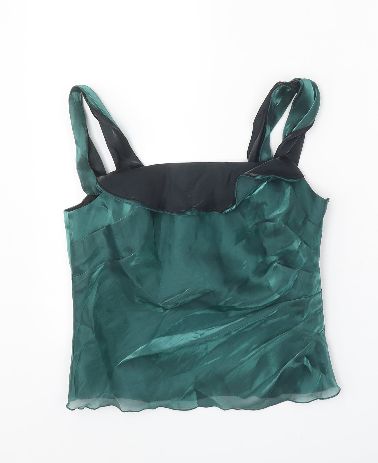 ALEX&CO Womens Green Polyester Basic Tank Size 10 Square Neck