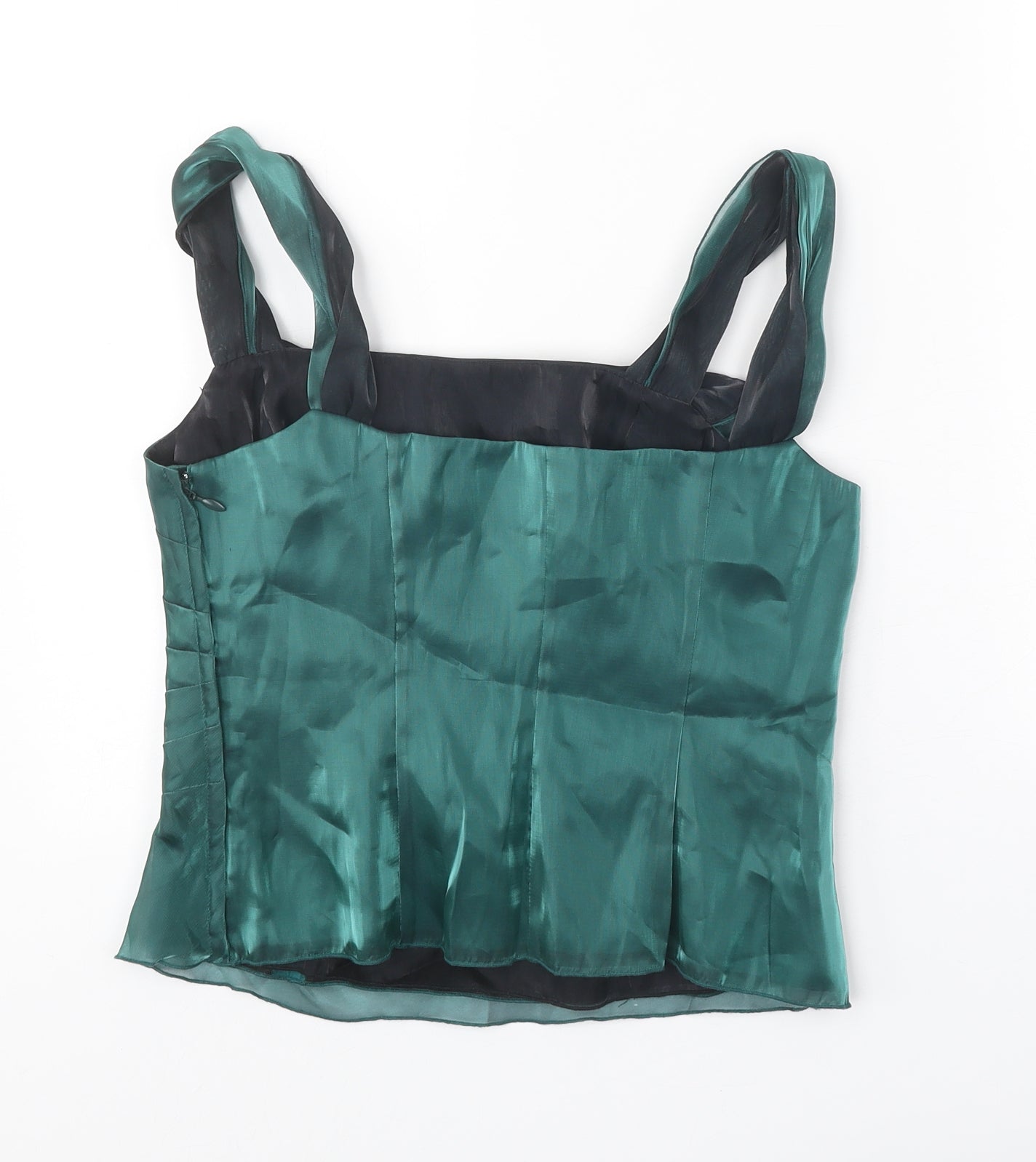 ALEX&CO Womens Green Polyester Basic Tank Size 10 Square Neck