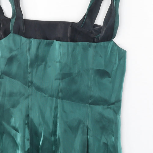 ALEX&CO Womens Green Polyester Basic Tank Size 10 Square Neck