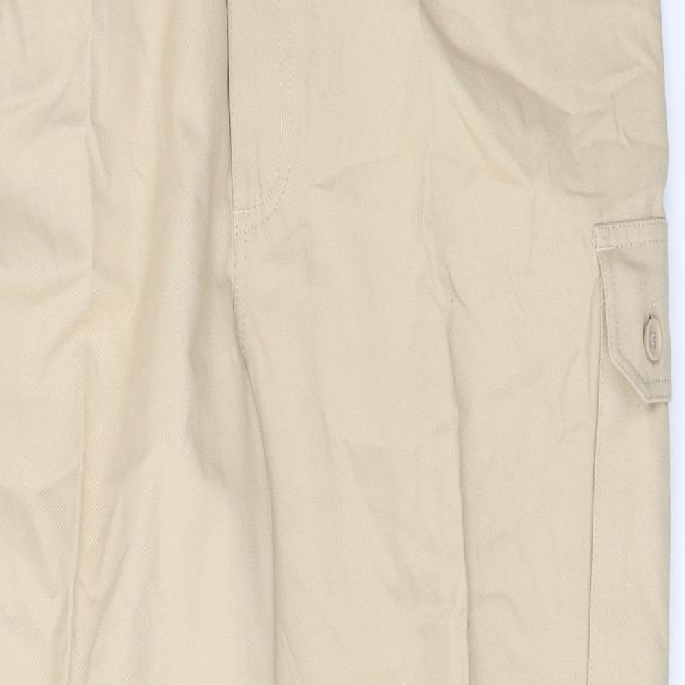 Pegasus Mens Beige Cotton Cargo Trousers Size 42 in Regular Zip