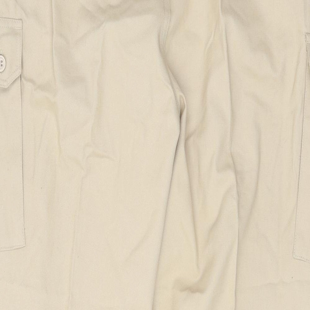 Pegasus Mens Beige Cotton Cargo Trousers Size 42 in Regular Zip