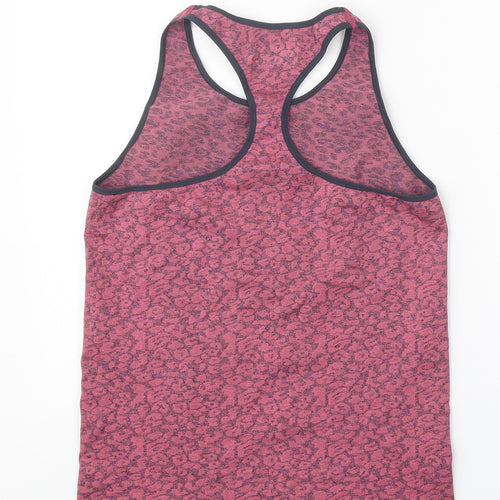 Boux Active Womens Pink Animal Print Polyester Basic Tank Size 16 Scoop Neck Pullover - Leopard Print Racerback