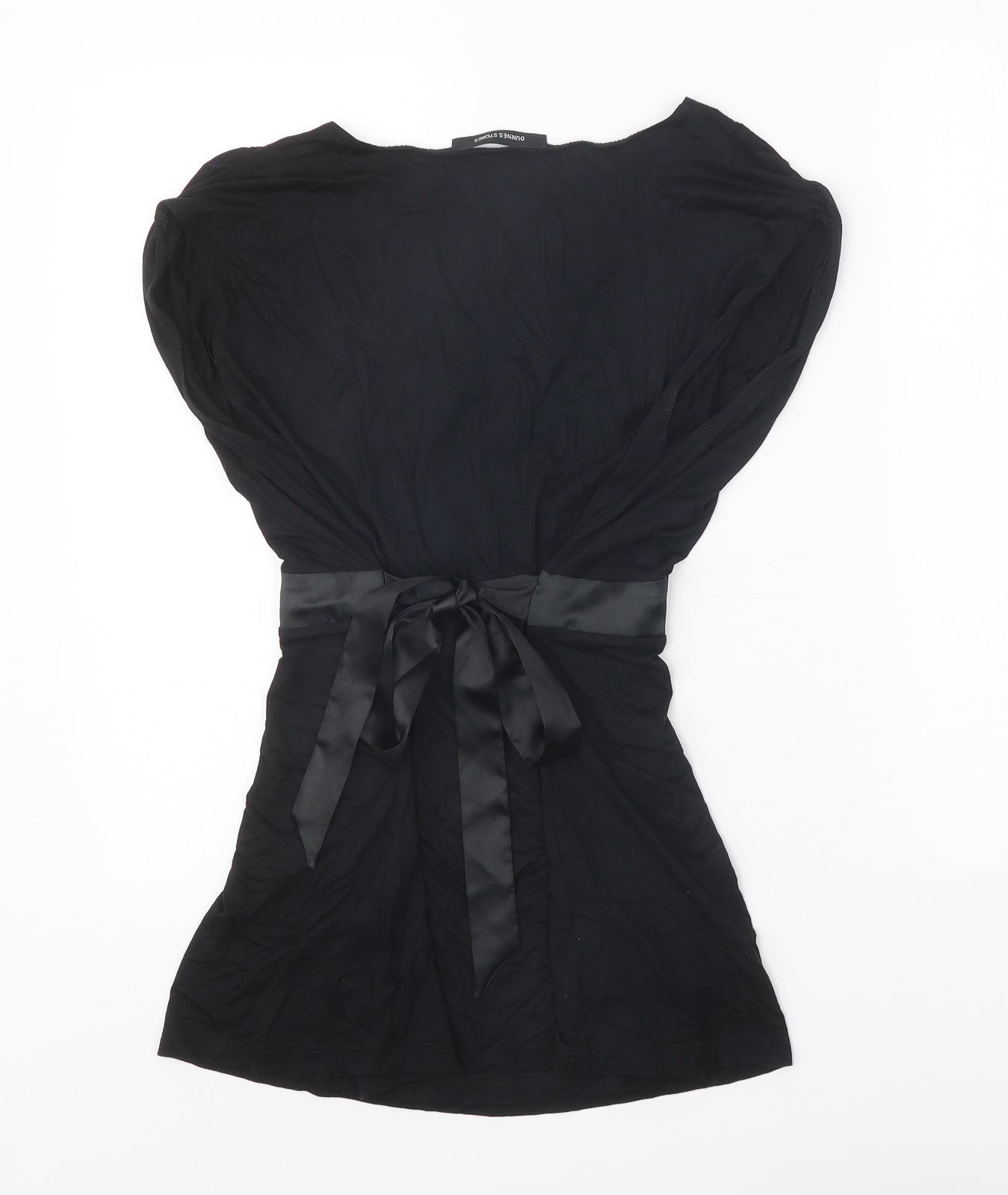 Dunnes Stores Womens Black Viscose Basic Blouse Size 14 V-Neck