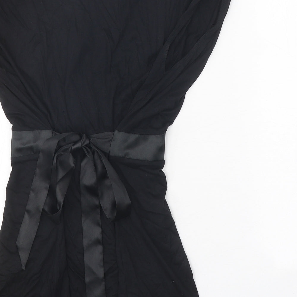 Dunnes Stores Womens Black Viscose Basic Blouse Size 14 V-Neck