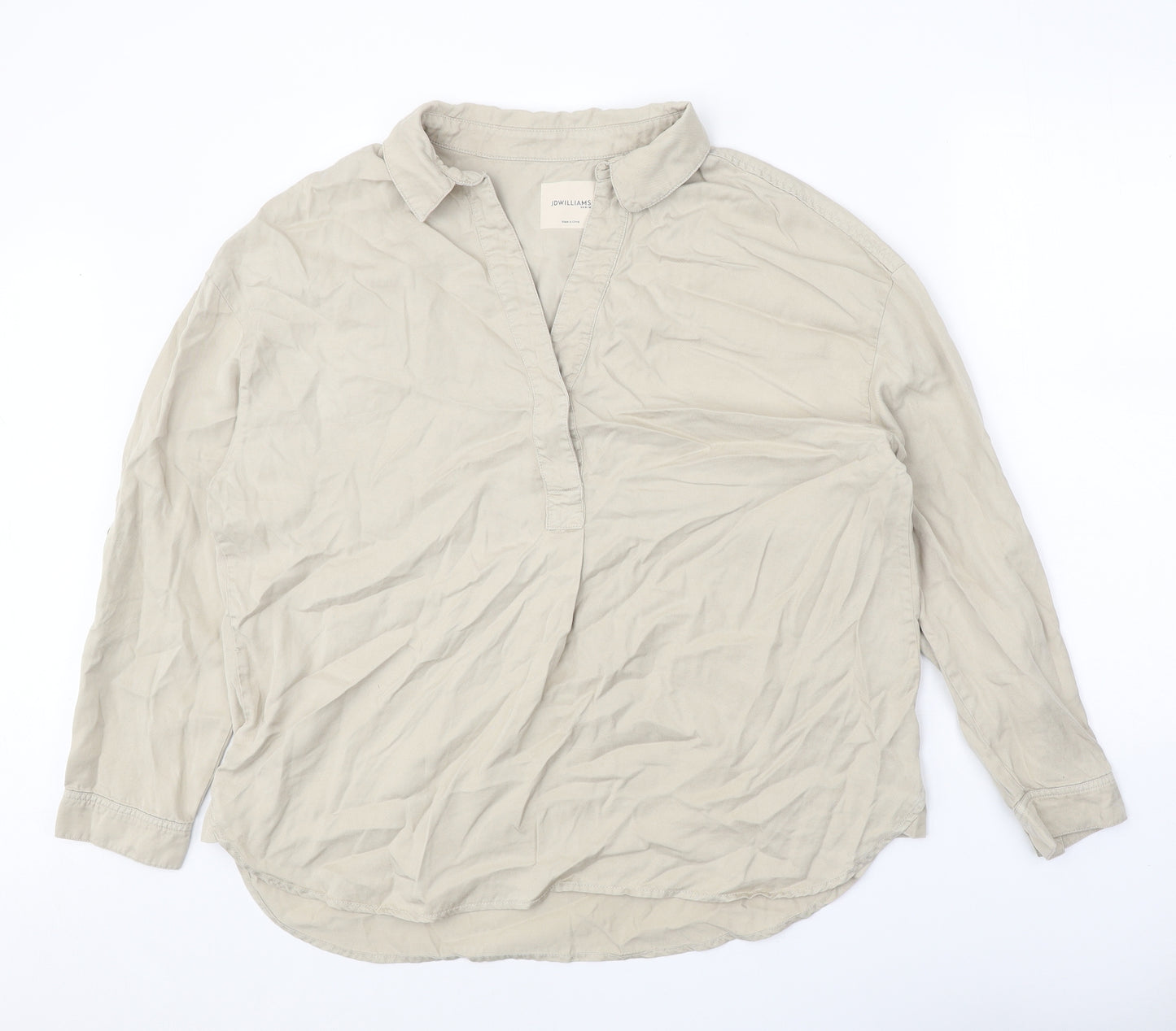 JD Williams Womens Beige Lyocell Basic Blouse Size 16 Collared