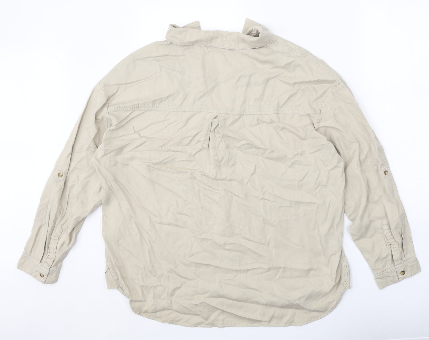 JD Williams Womens Beige Lyocell Basic Blouse Size 16 Collared