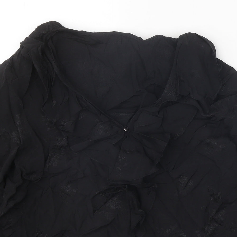 Preworn Womens Black Viscose Basic Blouse Size S V-Neck