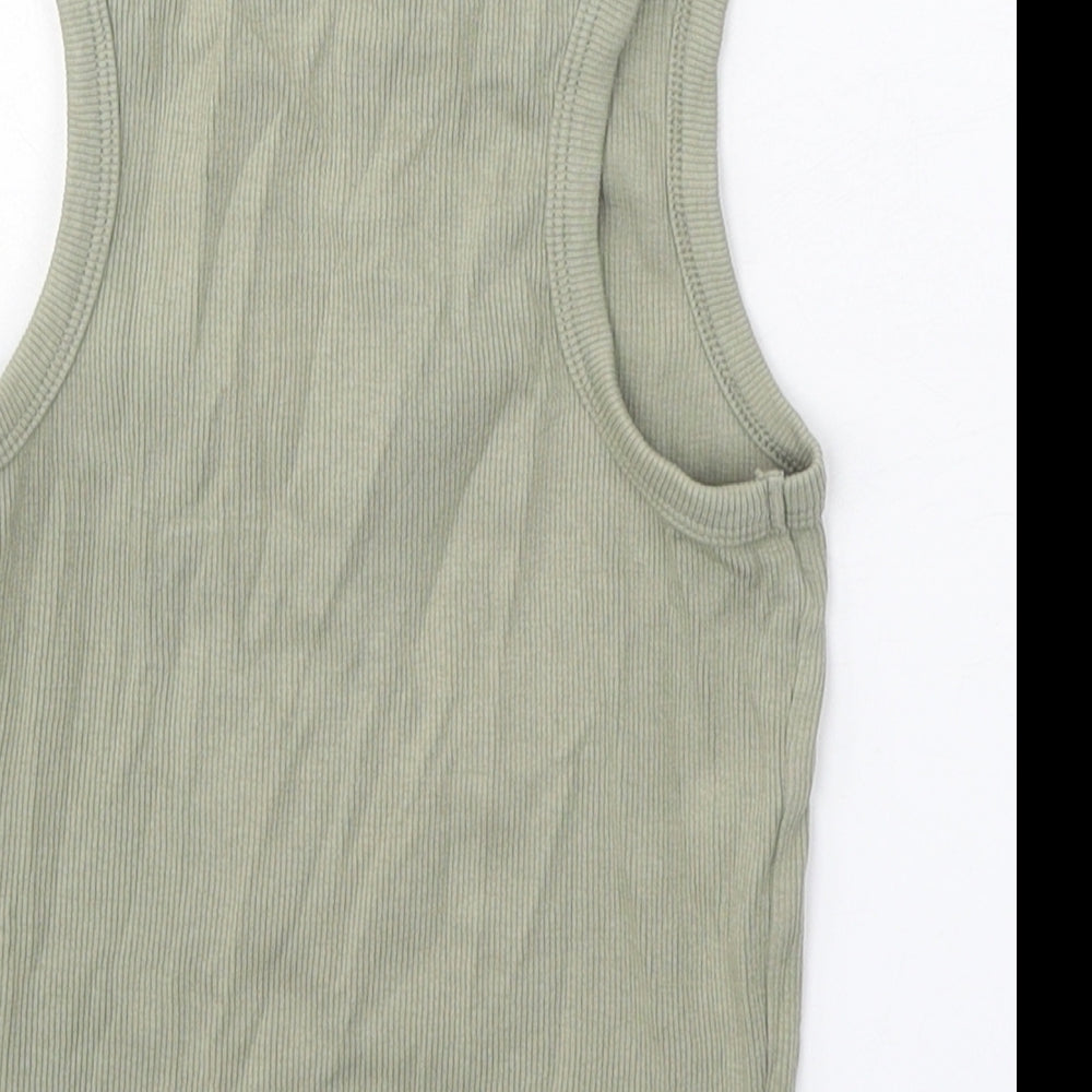 New Look Girls Green Cotton Basic Tank Size 10-11 Years Scoop Neck Pullover