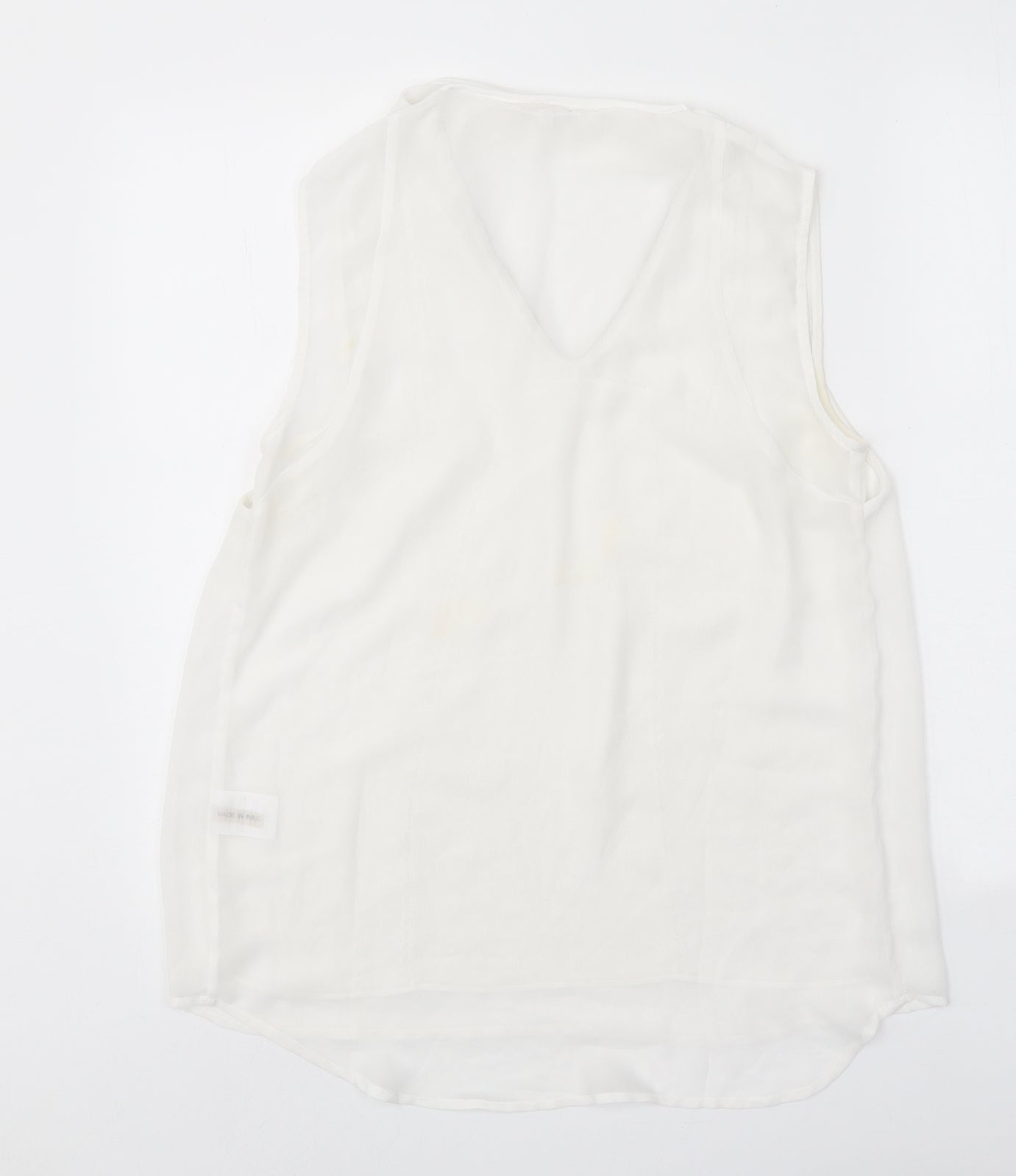 Grace & Mila Womens White Polyester Basic Tank Size M V-Neck