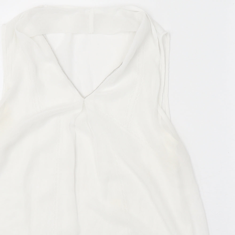 Grace & Mila Womens White Polyester Basic Tank Size M V-Neck