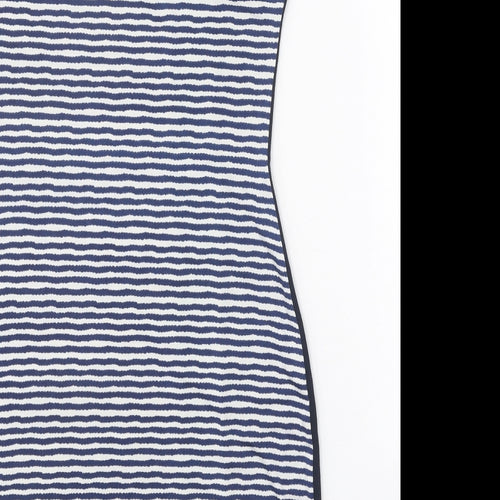Preworn Womens Blue Striped Polyester A-Line One Size Round Neck Pullover