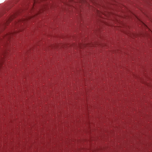 Boohoo Womens Red Polyester Basic Blouse Size 8 Round Neck