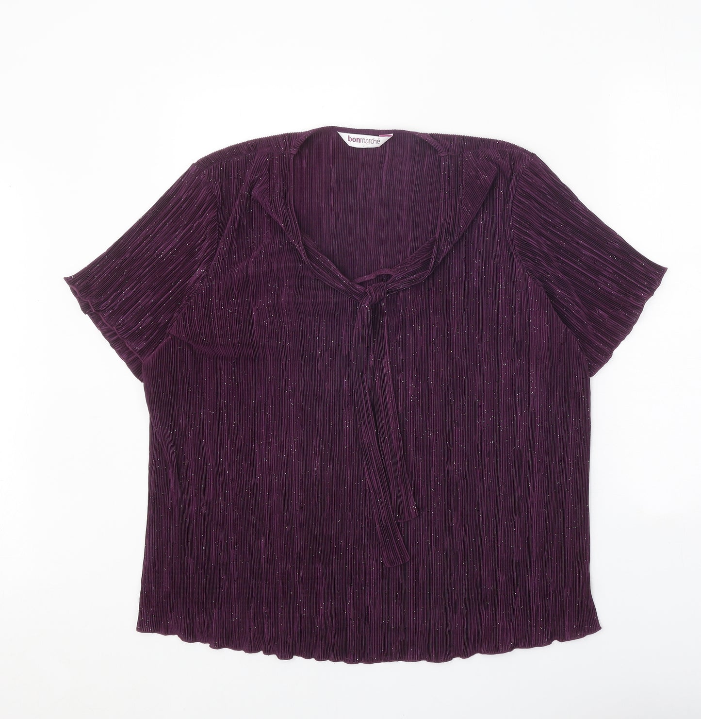 Bonmarché Womens Purple Polyester Basic Blouse Size L Round Neck