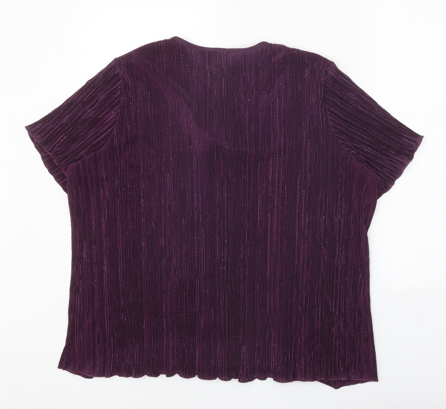 Bonmarché Womens Purple Polyester Basic Blouse Size L Round Neck