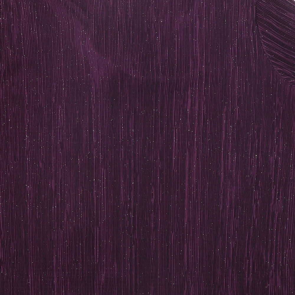 Bonmarché Womens Purple Polyester Basic Blouse Size L Round Neck