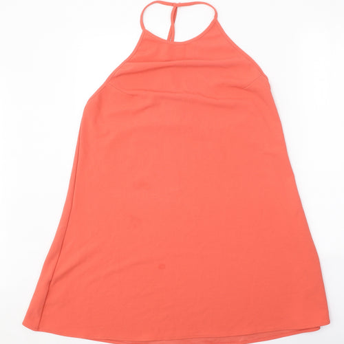 Mango Womens Orange Polyester Trapeze & Swing Size L Halter Snap