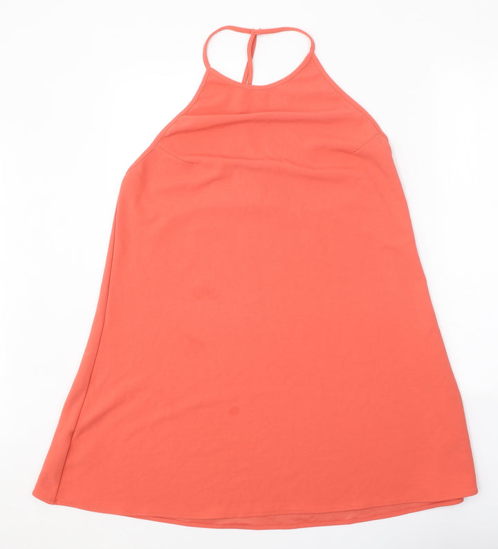 Mango Womens Orange Polyester Trapeze & Swing Size L Halter Snap