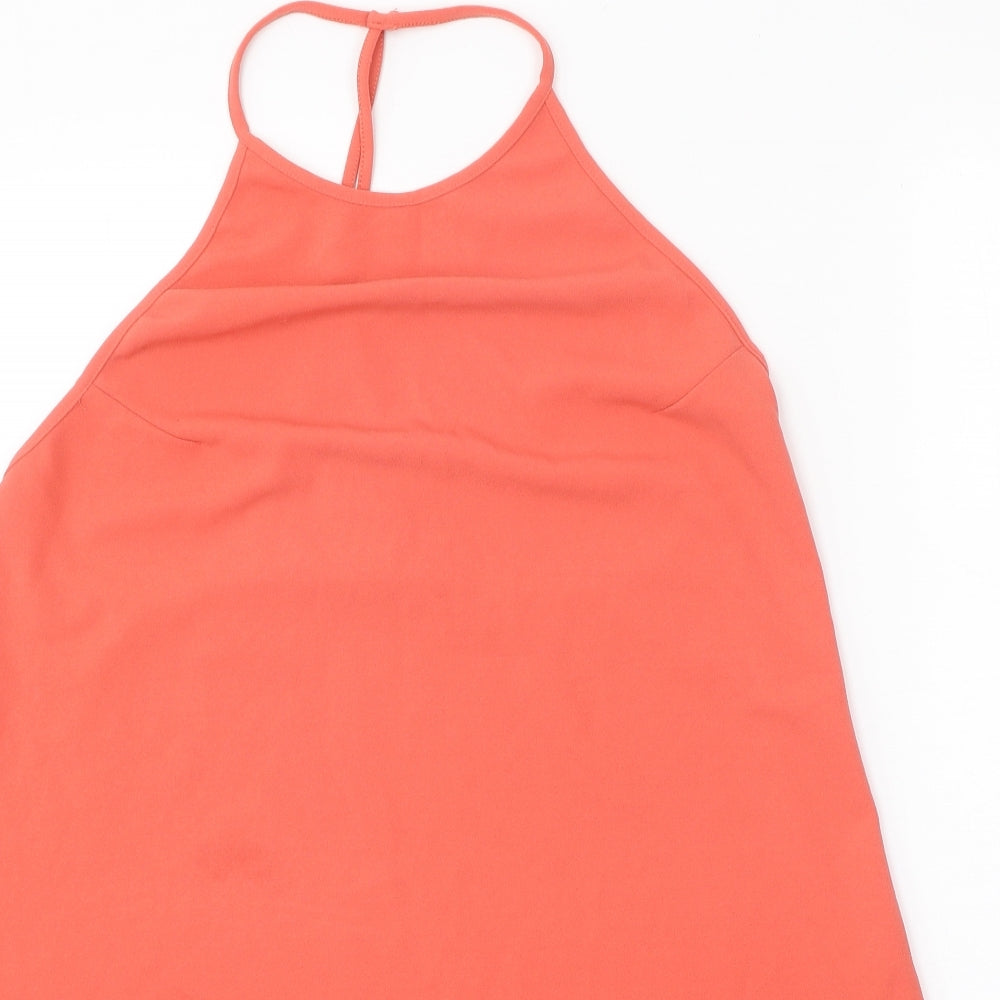 Mango Womens Orange Polyester Trapeze & Swing Size L Halter Snap