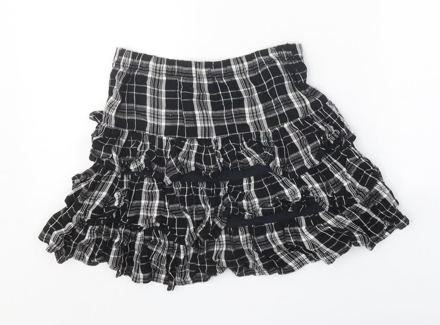 F&F Girls Black Plaid Viscose Mini Skirt Size 8-9 Years Regular